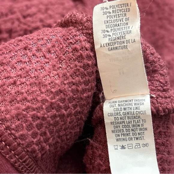 Aerie Dream Sherpa Quarter Zip Sweatshirt Burgundy Size M Cozy Soft Pockects - Picture 2 of 6
